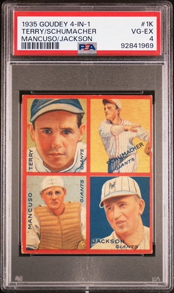 1935 Goudey 4-in-1 #1K. Terry/Schumacher/Mancuso/Jackson - PSA 4 (VG-EX)